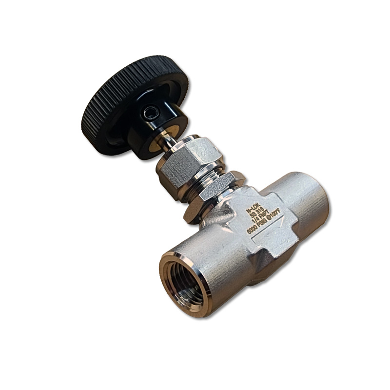 Stainless Phenolic Handle Needle Valve 1/4&quot; FNPT · Panel Mount